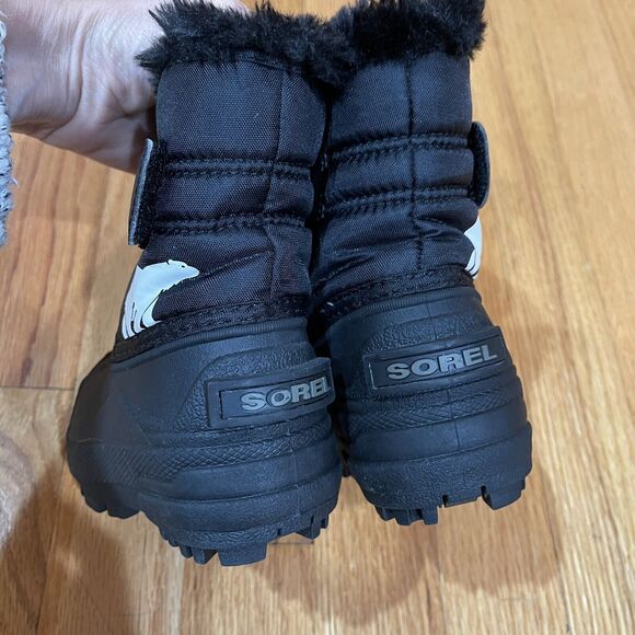 SOREL Snow Commander Toddler Boots Size 4 Black Faux Fur Winter NEW NO BOX - Picture 11 of 11